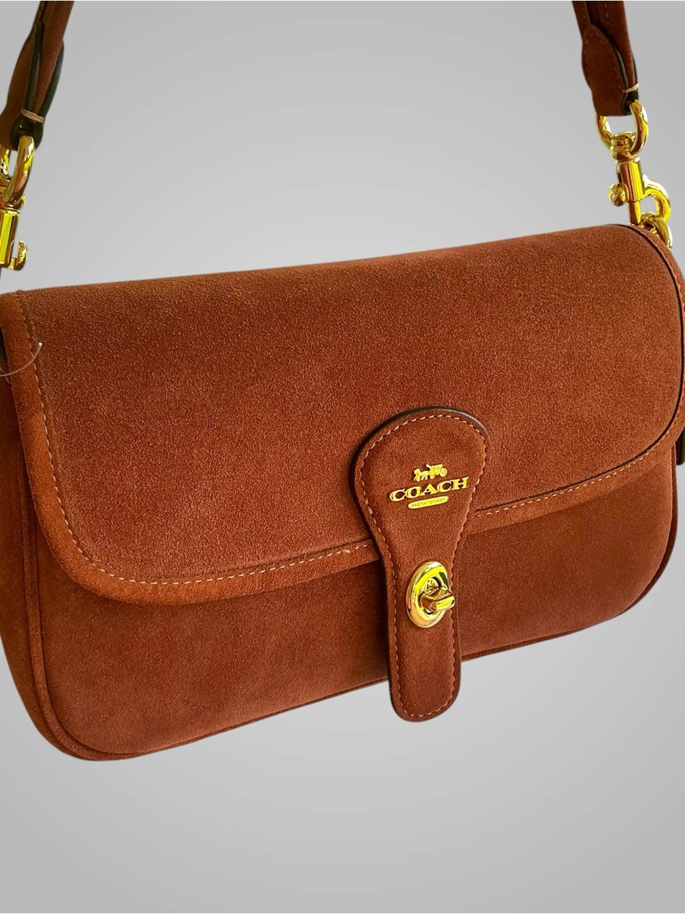 Coach Hadley Suede Crossbody Shoulder Bag Clay Brown CEB10 NWT